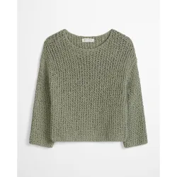 Jersey de mujer corto holgado de mezcla de algodón orgánico