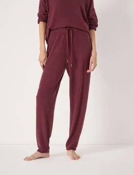 Supersoft Drawstring Cuffed Joggers Burgundy female - hush - FashionsVida