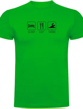 Sleep Eat And Swim Short Sleeve T-shirt Green L Men - Kruskis - FashionsVida