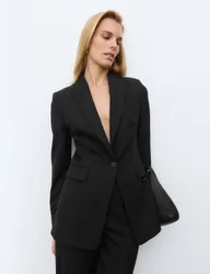 Pure Wool Tailored Single-Breasted Blazer Black female