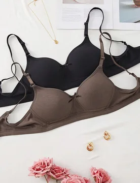Set de 2 sujetadores inalámbricos cómodos y suaves de unicolor para mujer, ropa interior M - Shein - FashionsVida