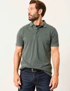 Pure Cotton Pique Polo Shirt Dark Green male - Fatface - FashionsVida