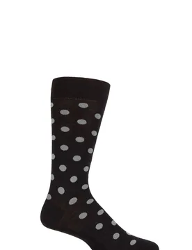 Mens 1 Pair Helianthus Merino Wool All Overs Spots Socks Black 10-12 Mens - Black - Size: 10-12 Mens - Pantherella - FashionsVida