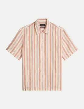 Marc O' Polo Hemd aus Baumwoll-Seiden-MIx Mehrfarbig XXL - Marc O'Polo - FashionsVida