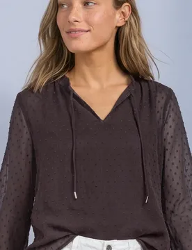 Chiffon-Bluse mit Split Neck und Bändern female Rot - Street One - FashionsVida