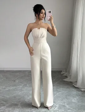 Mono elegante de unicolor con pliegues para mujer M - Shein - FashionsVida