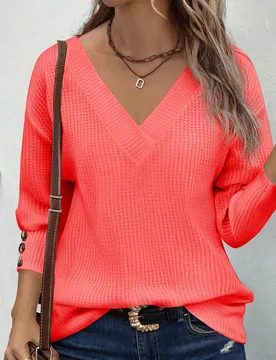 Camiseta de manga larga de hombros caídos de unicolor casual, otoño XL - Shein - FashionsVida