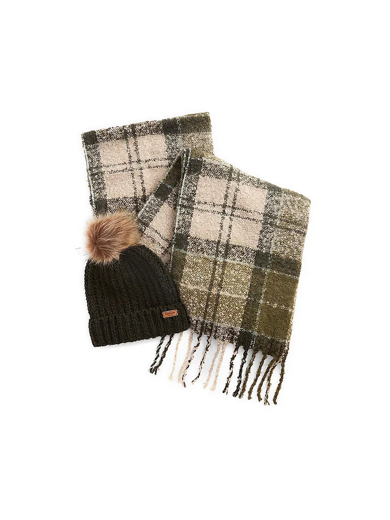 Geschenkset Beanie und Schal SALTBURN olive Damen - Barbour - FashionsVida