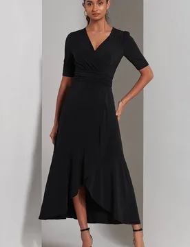 Women's Olana Jersey Frill Hem Maxi Dress in Black Size: 12 - Black - Size: 12 - Jolie Moi - FashionsVida