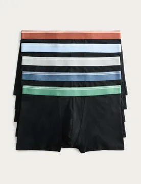 Pack Cotton Stretch Hipsters Black Mix male - M&S - FashionsVida