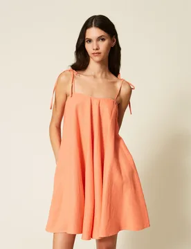 Robe courte en lin mélangé - TWINSET - FashionsVida