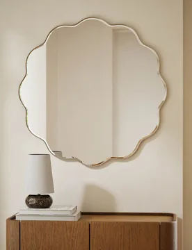 Metal Soft Wave Wall Mirror Antique Brass - M&S - FashionsVida