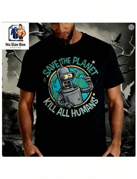 Robot Bender de Future World salva la Tierra y mata a todos los humanos - Camiseta gráfica con divertida cita de Bender "Destrucción del planeta" - - Shein - FashionsVida