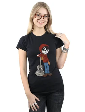Women's Coco Miguel With Guitar Cotton T-Shirt in Black Size: XL - Black - Size: XL - Disney - FashionsVida