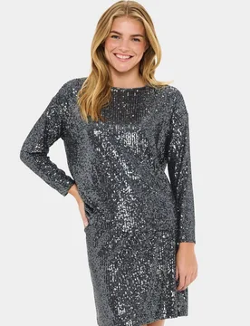 Women's Long Sleeve Sequin Blouse in Dark Grey Size: XS - Dark Grey - Size: XS - Saint tropez - FashionsVida