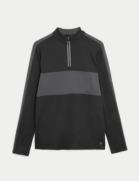 Colour Block Half Zip Top Black Mix male - Goodmove - FashionsVida