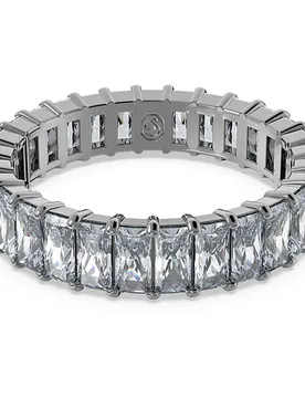Anello Matrix, Taglio baguette, Grigio, Placcato rutenio 62 - Swarovski - FashionsVida