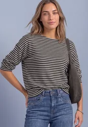 Langarm Shirt mit Elastikbund female Braun