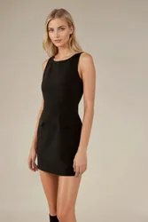 Womens Tailored Volume Mini Dress - Black - Size X-Large