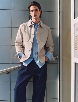 Pure Cotton Utility Jacket Neutral male - M&S - FashionsVida