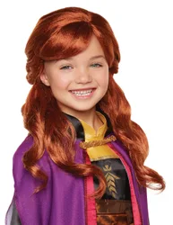 Anna-Perücke für Mädchen Frozen 2 Karnevals-Accessoire rot - female
