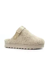 Naples Womens Teddy Style Mule Slipper with Strap - - Size: 3