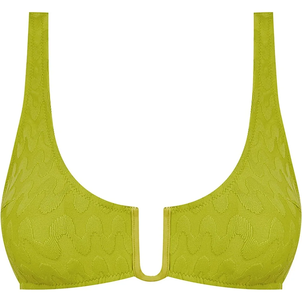 Top de bikini de tirantes y estampado con textura en color verde - Lola Dolores Cortés - FashionsVida