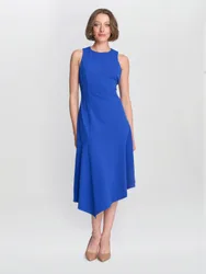 Womens Maureen Fit And Flare Crepe Midi Dress - Blue - Size 8 Uk