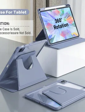 Funda protectora giratoria a 360° con soporte para lápiz compatible con iPad 5/6/7/8/9/10/11, iPad Mini 6/7, iPad Air 1/2/3/4/5, 11" (M2)/11" (M3)/1 - Shein - FashionsVida