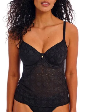 Womens Nomad Nights Tankini Top - Black Polyamide - Size 36hh - Freya - FashionsVida