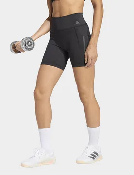 Womens Leggings Corti A 3 Strisce Optime Allenamento - Nero, nero nero Donna taglia XS 15 CM - Adidas - FashionsVida