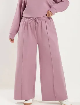 Women's Wide Leg Joggers Pants in Dusty Pink Size: 18-20S - Dusty Pink - Size: 18-20S - Yours - FashionsVida