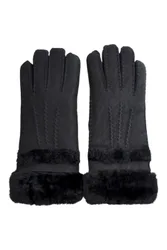 Womens Real Sheep Suede Gloves Roll Up/Down Cuff - - Size: S