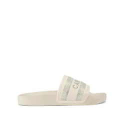 Womens Sicily Slider Sandals - Gold Fabric - Size Uk 7