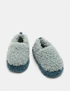 Kids' Faux Fur Colour Block Slippers (10 Small-6 Large) Multi Female - M&S - FashionsVida