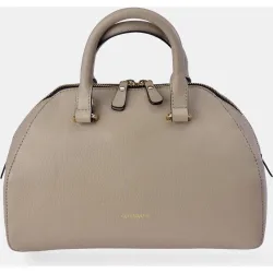 Bolso bowling en piel con asas de mano y bandolera