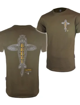 Carp Rising Short Sleeve T-shirt Khaki 2XL Men - Vass - FashionsVida