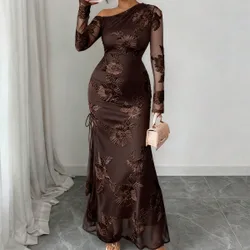 Vestido asimétrico con abertura y malla jacquard para mujeres S