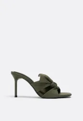 Canvas-Absatzsandalen mit Schleife KHAKI 41