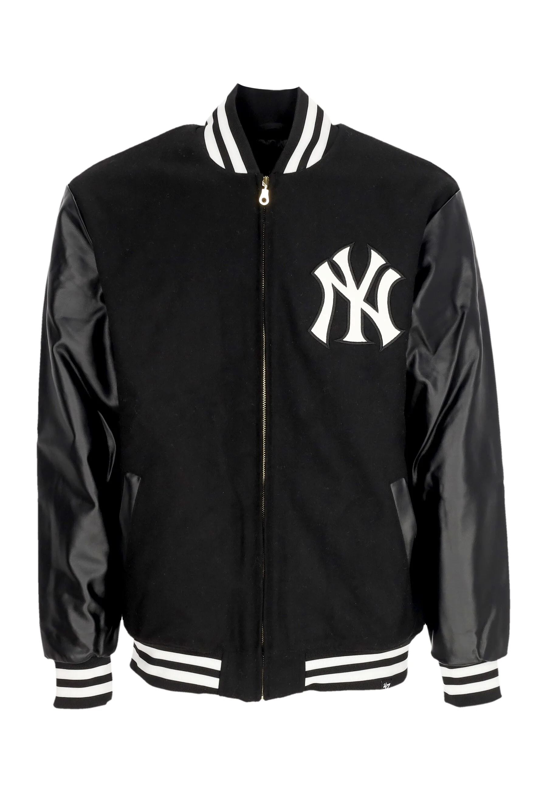 Giubbotto Bomber Uomo Mlb Wool Zip Up Neyyan Jet Black - 47 BRAND - FashionsVida