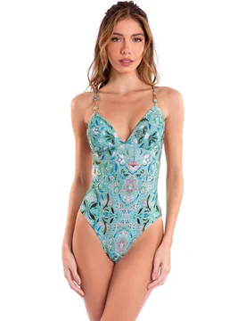 Bañador de mujer pico estampado con relleno - Despi - FashionsVida