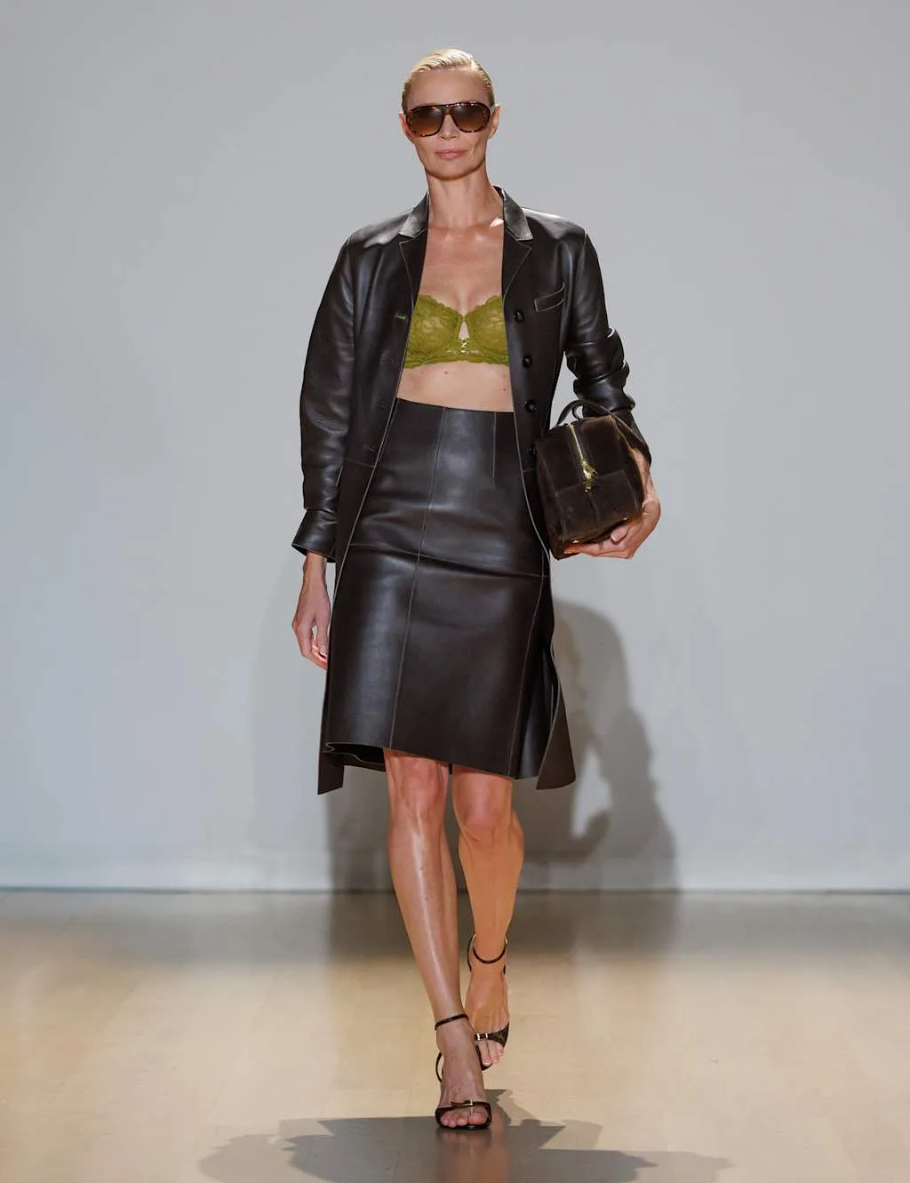 Pure Leather Longline Coat Chocolate female - Autograph - FashionsVida