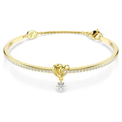 Bracciale rigido Lifelong, Taglio Round, Cuore, Bianco, Finitura oro 18K OS