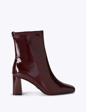 Patent Block Heel Square Toe Ankle Boots Red female - Carvela - FashionsVida