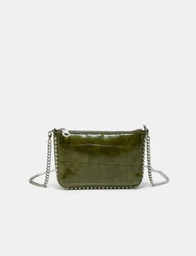 Mini-Tasche mit Nieten und Krokoprägung Khaki OS - Stradivarius - FashionsVida