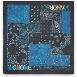 Pañuelo para el pelo 100% algodón con pespuntes y estampado paisley
