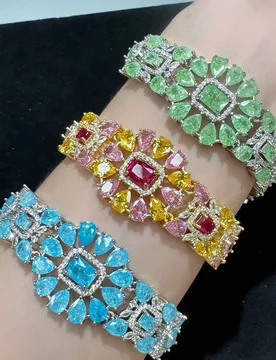Cubic zirconia bracelet for women jewelry wedding party gala event green blue pink yellow bracelet female gift - Aliexpress - FashionsVida