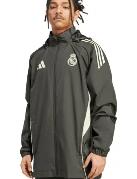 Real madrid 25/26 entrenamiento all weather chubasqueros y chaquetones entrenamiento fútbol Gris (S) - Adidas - FashionsVida
