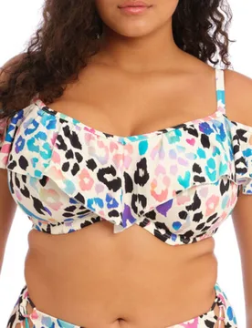Womens Party Bay Ruffle Bikini Top - Beige - Elomi - FashionsVida