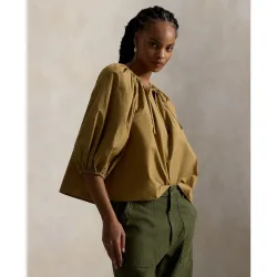 Blusa de mujer de algodón con mangas abullonadas